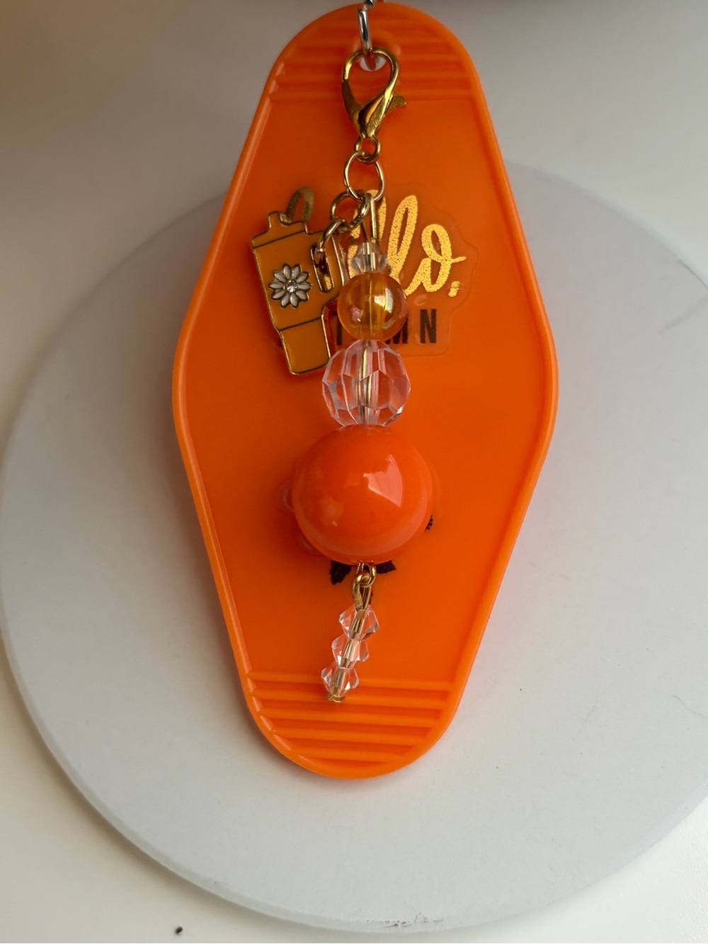 Orange Beaded Key & Card Holder Charm - Women Accessories